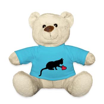 Cute kitten touches heart - Teddy Bear - atoll blue - Front