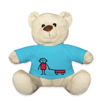 Junge mit Bollerwagen - V2 - Teddy - Atollblau - Vorne