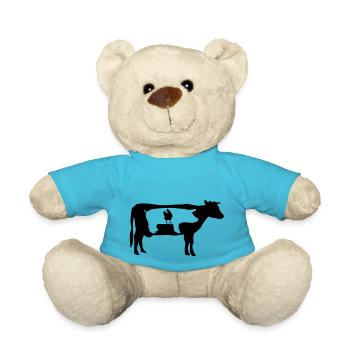 Farm animals, cow, pig, chicken - Teddy Bear - atoll blue - Front