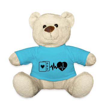 Kartenspiele sind Leben, Herzschlag für Kartenfan - Teddy - Atollblau - Vorne
