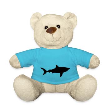 Great White Sharks Sea Shark Fin Ocean Silhouette - Teddy Bear - atoll blue - Front