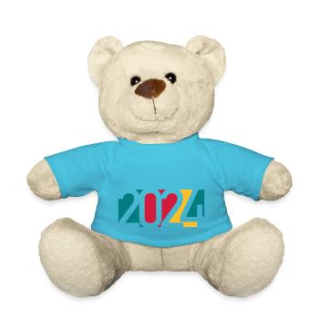 2024 happy new year Jahreszahl Datum Zahl Anno - Teddy - Atollblau - Vorne