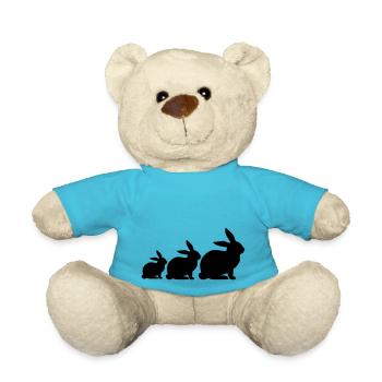 Cadeau famille trois lapins - Nounours - bleu outremer - Devant
