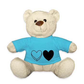 Cœurs noirs et blancs - Nounours - bleu outremer - Devant