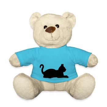 Love lying cat silhouette - Teddy Bear - atoll blue - Front