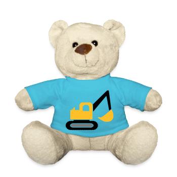 Excavator vehicle - Teddy Bear - atoll blue - Front