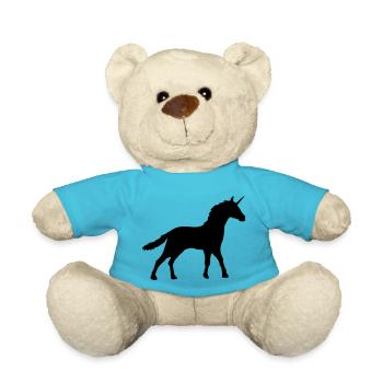 Silhouette Unicorn Outline Shadow - Teddy Bear - atoll blue - Front