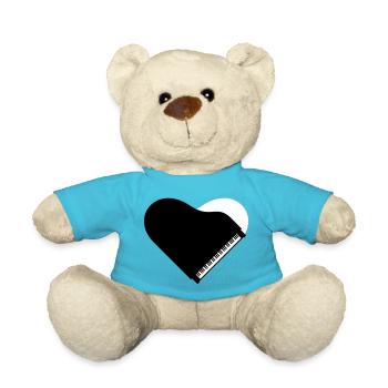 I Love Klavier Piano Herz Musik Instrument Liebe - Teddy - Atollblau - Vorne