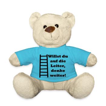 Willst du auf die Leiter, denke weiter! (schwarz) - Teddy - Atollblau - Vorne