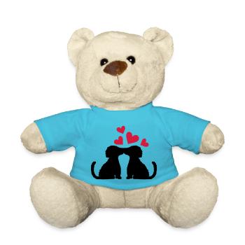 Pärchen küssende verliebte Hunde - Teddy - Atollblau - Vorne