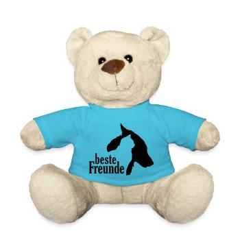 Hund Katze beste Freunde Freundschaft Haustiere - Teddy - Atollblau - Vorne