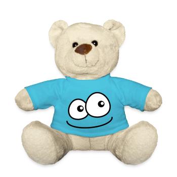 Lächelndes Comic Cartoon Gesicht Freches Grinsen - Teddy - Atollblau - Vorne