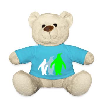 3 Penguins Silhouettes Three Friends Team Row - Teddy Bear - atoll blue - Front