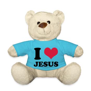 I love Jesus - Teddy Bear - atoll blue - Front