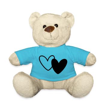 Two Hearts Black White - Teddy Bear - atoll blue - Front