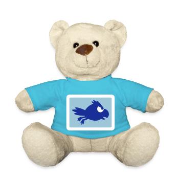 Raven Bird Flies Fast Funny Comic Humor Logo - Teddy Bear - atoll blue - Front