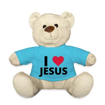 I LOVE JESUS ♥ - Teddy - Atollblau - Vorne