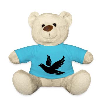 Flying Dove in the Sky - Illustration - Teddy Bear - atoll blue - Front