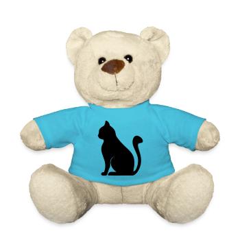 cat silhouette - Teddy Bear - atoll blue - Front