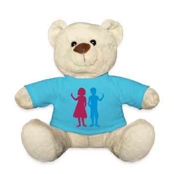 Brother Sister Siblings Crew - Teddy Bear - atoll blue - Front