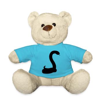 silhouette shadow snake face head gecko egg - Teddy Bear - atoll blue - Front