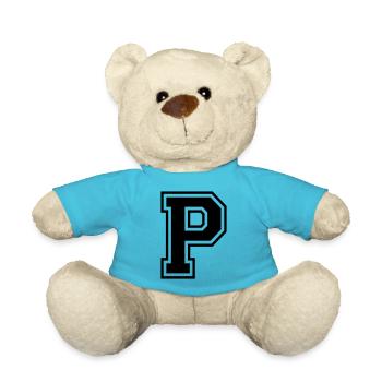 Letter P Team Football Baseball Basketball University - Teddy Bear - atoll blue - Front