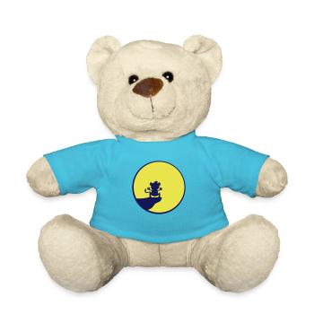 Werwolf Affe Silhouette Klippe Mond Sonne Nachts - Teddy - Atollblau - Vorne