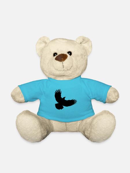 Ein Rabe fliegt in die Höhe - Teddy - Atollblau