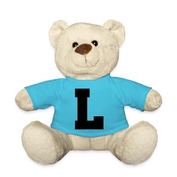 L - capital letter single, bold and serif - Teddy Bear - atoll blue - Front