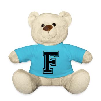 Letter F Team Football baseball basketball university - Teddy Bear - atoll blue - Front