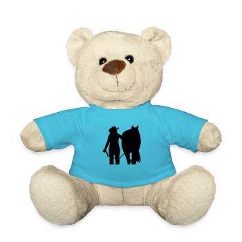Western rider with horse customizable - Teddy Bear - atoll blue - Front