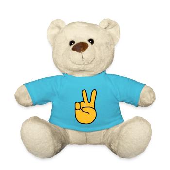 Emoji Peace Finger Sketch Couleur - Nounours - bleu outremer - Devant