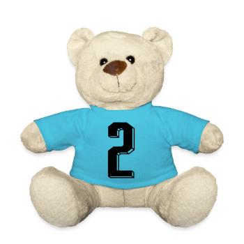 Nummer 2 - Zahl ZWEI Trikotnummer 2 Jahre - Teddy - Atollblau - Vorne