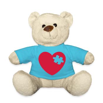 Coeur Puzzle pièce pièce 1 partenaire - Nounours - bleu outremer - Devant