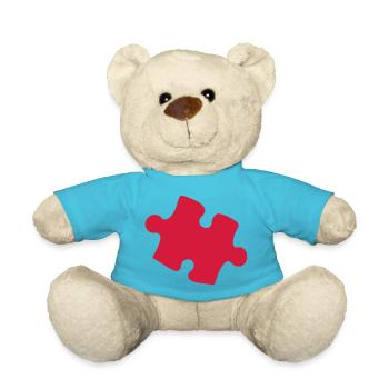 Coeur Puzzle pièce pièce 2 partenaire - Nounours - bleu outremer - Devant
