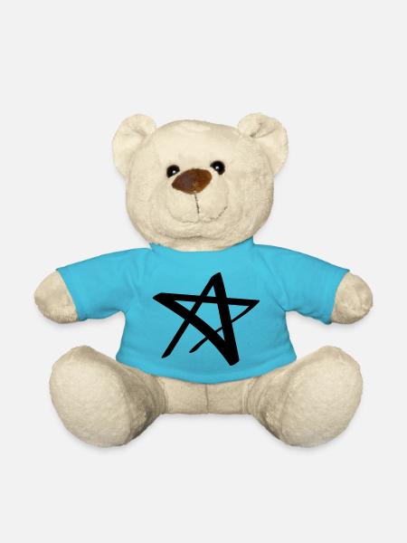 Étoile / étoile de bande dessinée - peint, dessiné, style bande dessinée - Nounours - bleu outremer