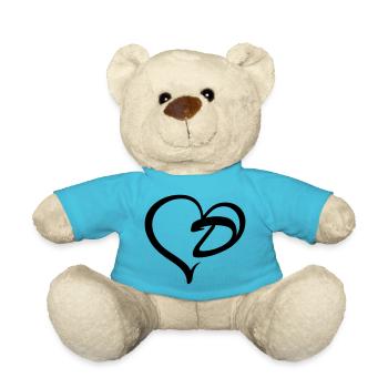 Herz Buchstabe D - Teddy - Atollblau - Vorne