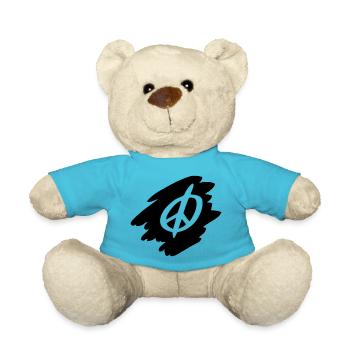 Peace Sign Drawing Peace Sketch black - Teddy Bear - atoll blue - Front