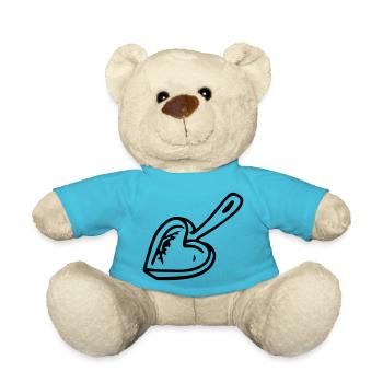 Hobbykoch Pfanne Herzform Geschenkidee - Teddy - Atollblau - Vorne
