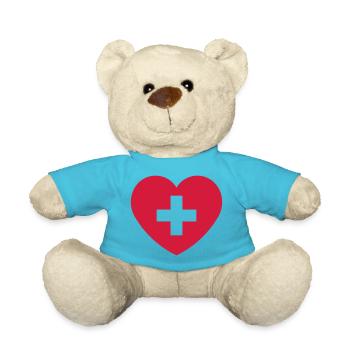 Heart With Swiss Cross (I Love Switzerland / 1C) - Teddy Bear - atoll blue - Front