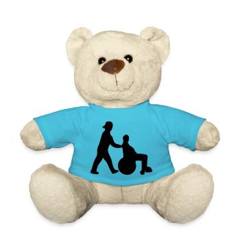 Altenpfleger schiebt Senior im Rollstuhl - Teddy - Atollblau - Vorne