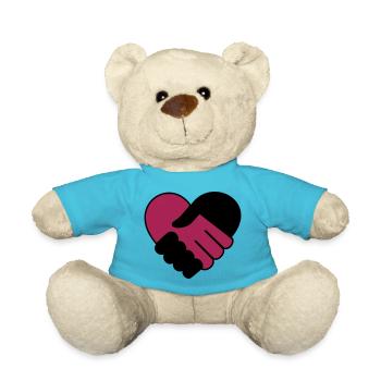 Heart holding hands black purple - Teddy Bear - atoll blue - Front
