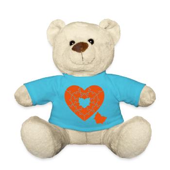 Heart Puzzle - Teddy Bear - atoll blue - Front