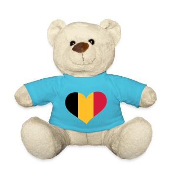 Belgien Herz; Heart Belgium - Teddy Bear - atoll blue - Front
