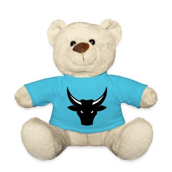 Bull / Taurus / Ox / Bull Head (2C) - Teddy Bear - atoll blue - Front