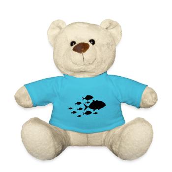 fish piranha silhouette fish - Teddy Bear - atoll blue - Front