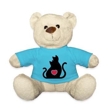 Katzen Liebe Verliebte / Cats in love / - Teddy - Atollblau - Vorne