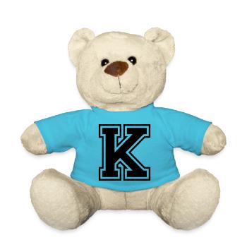 Letter K Team Football Baseball Basketball University - Teddy Bear - atoll blue - Front