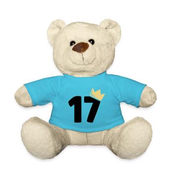 17. Geburtstag Krone 17 Jahre Zahl - Teddy - Atollblau - Vorne