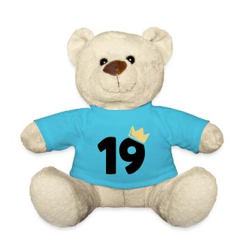 19th Birthday Crown 19 Years Number - Teddy Bear - atoll blue - Front